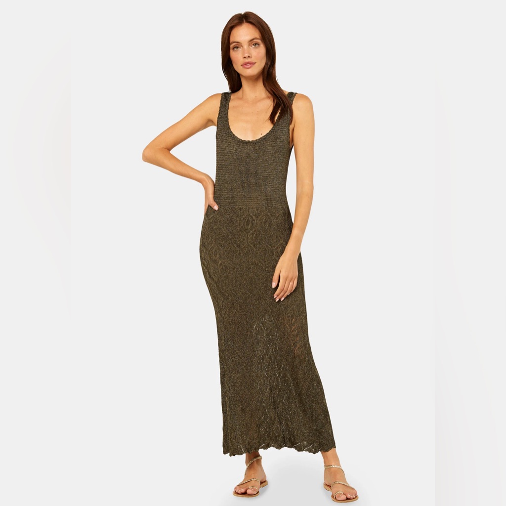 Misa Los Angeles Salma Knit Dress In Gold Size Small